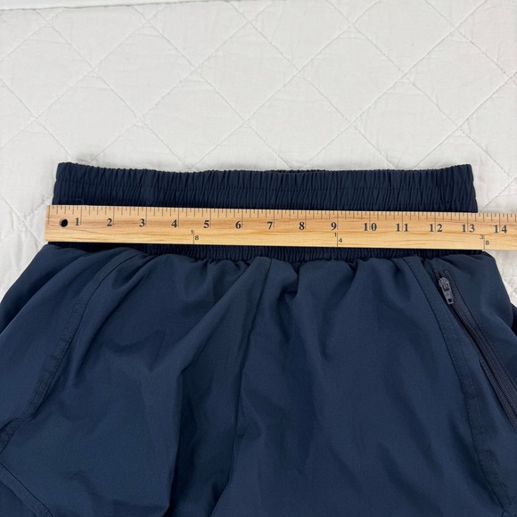 B Athletic Shorts Navy Blue Smocked Waist Zipper Pocket Women M Athleisure - Picture 4 of 9